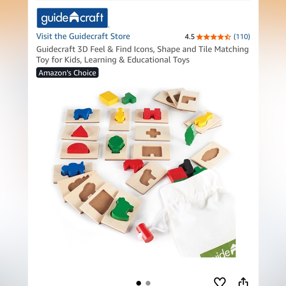Guidecraft Wooden Block Puzzle Set With Storage Case- 32 Shaped Pieces